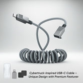 4ft (1.2m) Spring USB-C Cable for Tesla Model Y/3/X/S, Cybertruck-Style Accessories